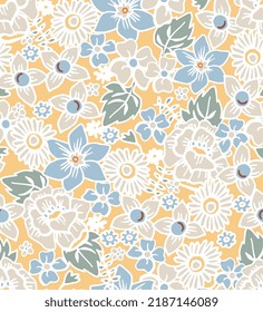 RETRO FLORAL SEAMLESS PRINT AND PATTERN VECTOR