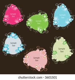 retro floral sticker for text