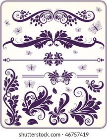 Retro floral vector ornament set