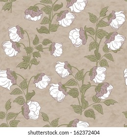 Retro floral vector seamless pattern with bluebell flowers.
