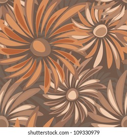 Retro floral vector seamless texture with asters