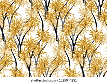 retro floral wallpaper asian style in ivory gold silver shades