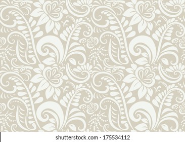 Retro floral wallpaper. Seamless. Vector illustration