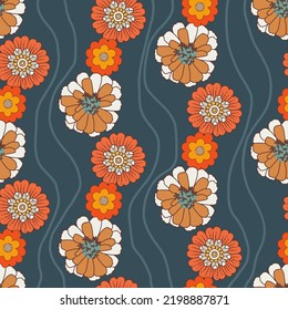 Retro Florals Groovy Streifen Vektor nahtloses Muster