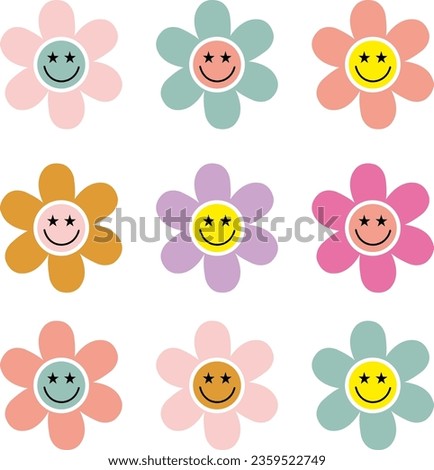 Retro Flover Happy Daisy Vector