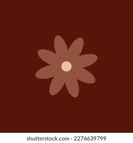 Retro flower 60s flower in doodle style icon sign