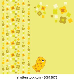 Fondo de flores retro con ave