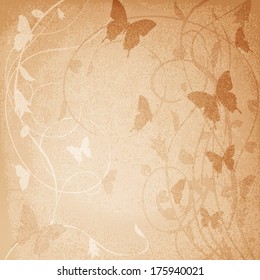 Retro flower background with butterfly. Vector illustration