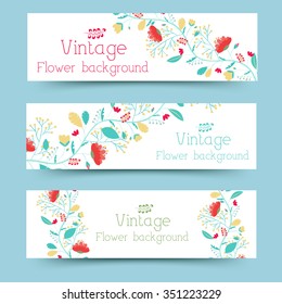 retro flower banners concept. Vector illustration design