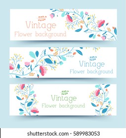 retro flower banners concept. Vector illustration design