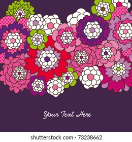 Retro flower card design template background in vector