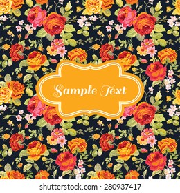 Retro Flower Card - for invitation, congratulation, scrapbook - in vector