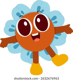 Una ilustración de carácter de flor retro