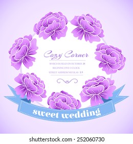 retro flower circle with ribbon concept. Vector illustration design