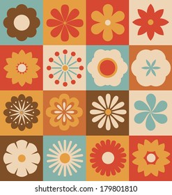 Retro Flower Collection - Vectorized Flowers from basic geometric elements