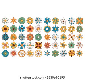 Retro Flower Daisy Groovy 70s Decoration Set