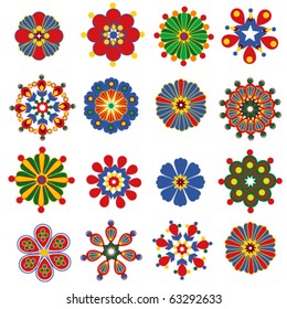 retro flower elements for design