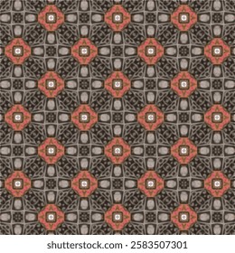 Retro flower grid: Bold, intricate flowers in muted tones, repeating within square borders for a classic vintage design.