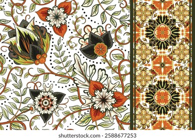 Retro Flower Pattern Many Kind Florals Stock Vector (Royalty)