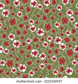 Retro flower pattern. Ready to color and repeat. Fashion textiles and surfaces. Liberty Flowers. Vector and all over design