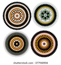 Retro flower petals overlapping on white background vector