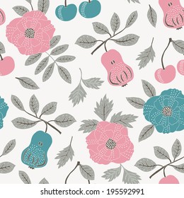 Retro flower seamless background. Vector illustration.