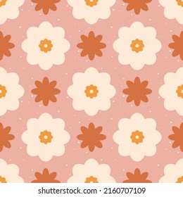 Patrón retro sin costura. Fondo floral. Textura de flores de los años 70 para telas de impresión, textiles, papel.