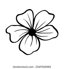 Retro Flower simple doodle hand drawing vector outline.