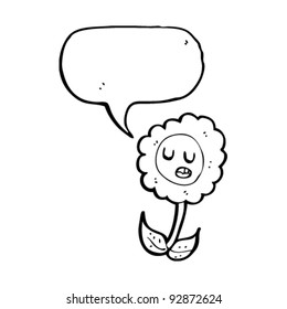 retro flower with speech bubble