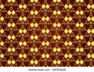 Retro flower and spiral pattern in old classic style. Vintage seamless pattern for ancient design. 