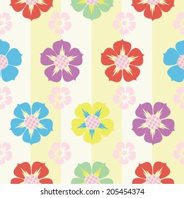 Retro flower and stripes seamless pattern. Eps 10