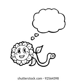 retro flower with thought bubble