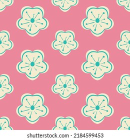 Flores retro estilo 70s vector diseño de patrones sin fisuras