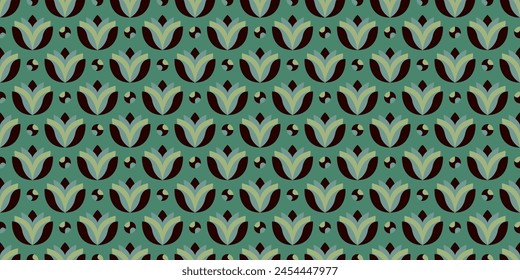 Retro flowers background. Seamless pattern. Vector. 
