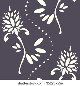 Retro flowers with beads seamless background pattern