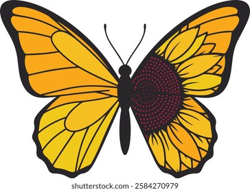 Retro Flowers Butterfly Sublimation Design