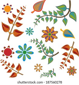 retro flowers and leafs 2