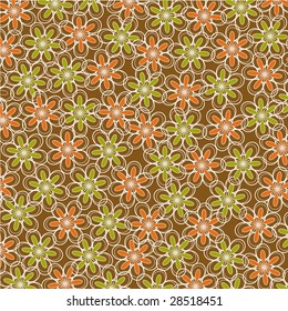 Retro Flowers on Brown Background