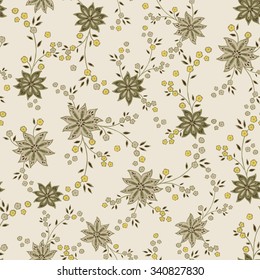 retro flowers on a dark background in seamless pattern