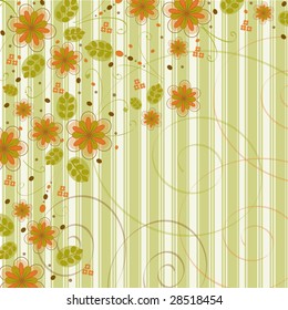 Retro Flowers on Striped Background
