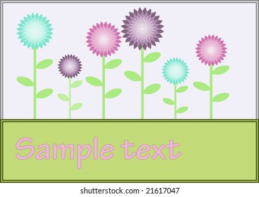 Retro flowers in pastel colors. Copy space included