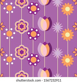 Retro flowers seamless pattern design. Can use for print, template, fabric, presentation, textile, banner, poster, wallpaper