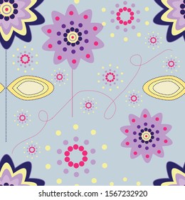 Retro flowers seamless pattern design. Can use for print, template, fabric, presentation, textile, banner, poster, wallpaper