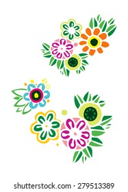 Retro flowers in vector