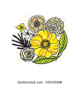 Retro flowers vector illustration