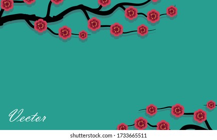 Retro flowers vector illustration on blue background