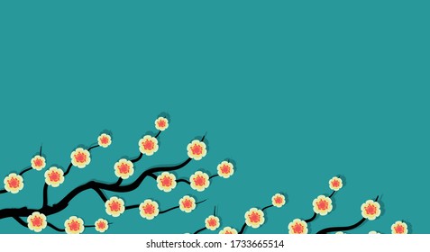 Ilustración vectorial de flores retro sobre fondo azul