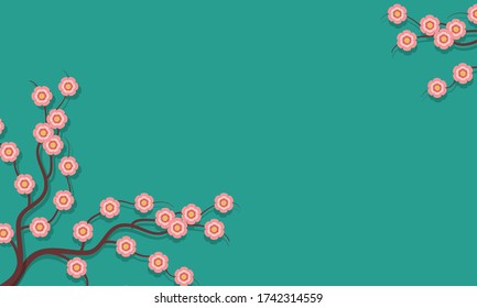 Retro flowers vector illustration on blue background