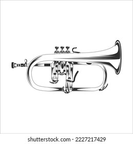 Retro Flugelhorn Vector, Vintage Flugelhorn Stock Illustration