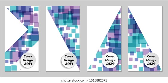 Retro Flyers. Set of Vintage Colorful Posters with Fun Elements, Colorful Rectangles with White Form for Text. Red, Green, Orange and Blue Design for Sale Brochures. Sale Ads.